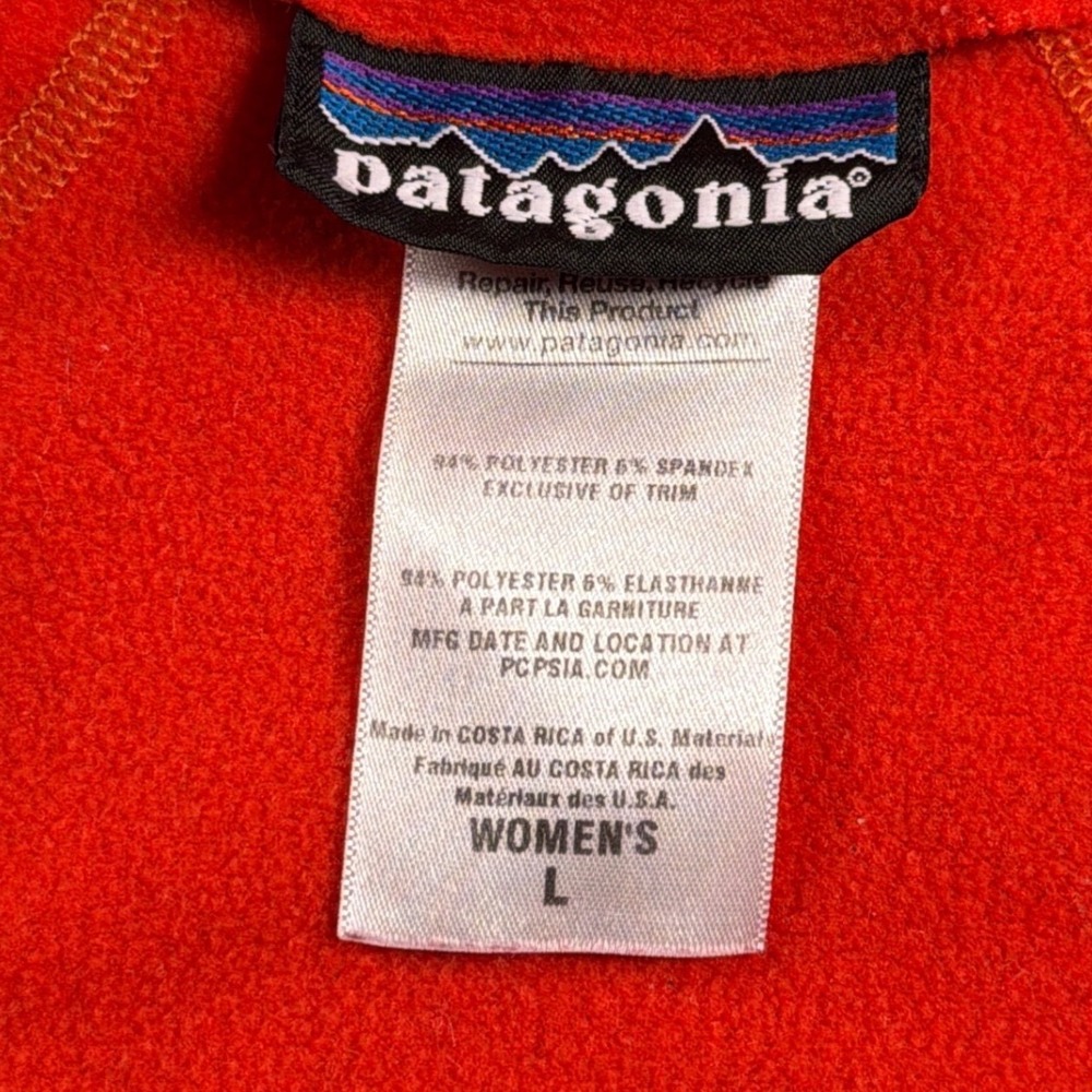Patagonia Capilene Expedition Fleece Pullover Womens L Orange 1/4 Zip Thumbhole - Picture 8 of 16